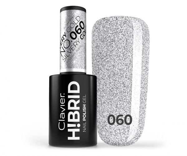 Lakier hybrydowy brokatowy, glitter H!BRID – 060 – Silvery